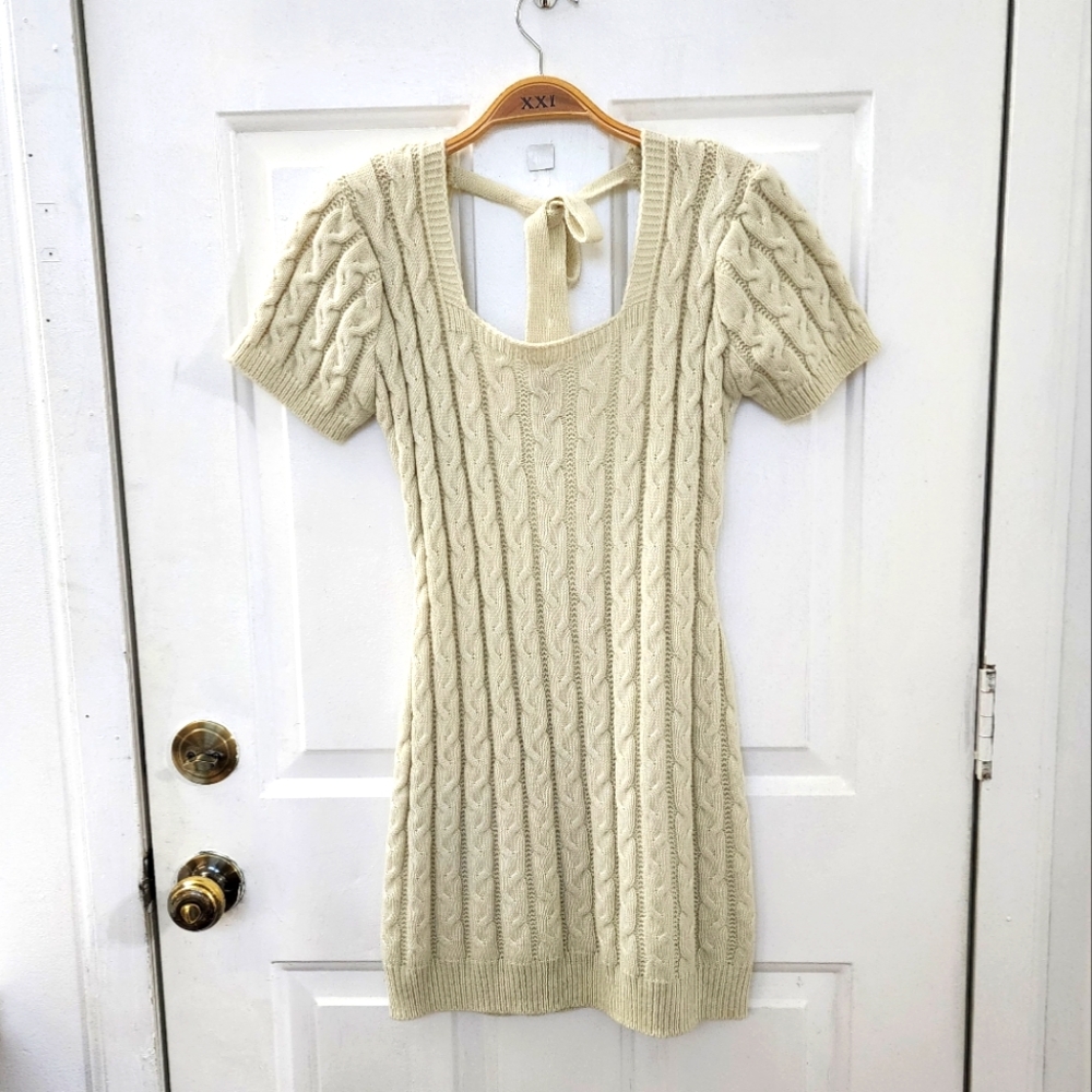 Vintage Elegant Cream Knit Dress